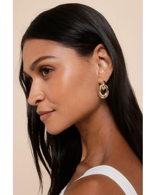Lulus Natural Luxe Desire Interlocking Hoop Earrings