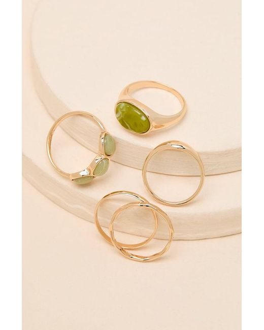 Lulus Black Shanae Stone Five-Piece Ring Set