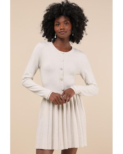 Pleated skirt sweater dress 2025