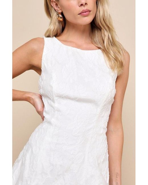 Lulus Natural Exquisite Moments Floral Jacquard Sleeveless Mini Dress