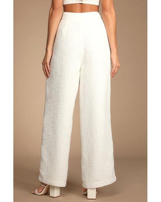 Lulus Natural Chic And Sophisticated Tweed Wide-Leg Pants