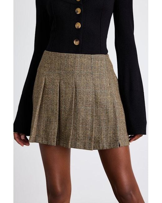 Lulus Black Everson Multi Tweed Pleated High-Rise Mini Skirt