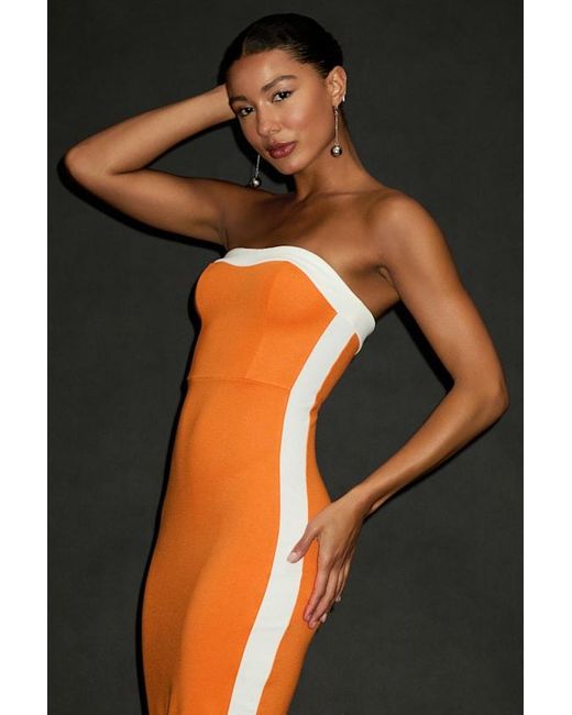 Lulus Black Impressive Edge Color Block Strapless Midi Dress
