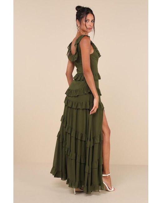 Lulus Green Compelling Romantic Ruffled Tiered Maxi Dress