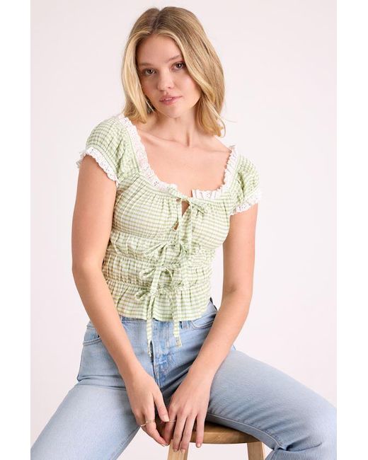 Lulus Multicolor Tira Light Gingham Tie-Front Top