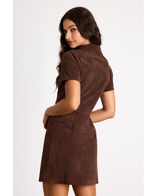 Lulus Brown Go-Getter Girl Corduroy Mini Dress With Pockets