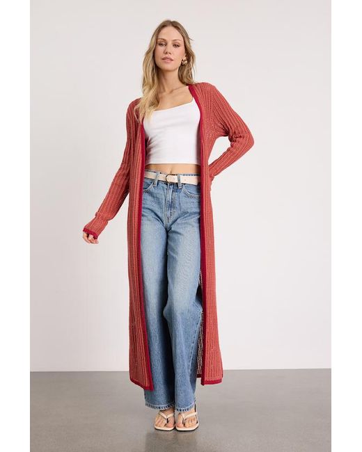 Lulus Red Kaveri Rust Open-Front Duster Cardigan