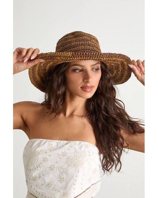 San Diego Hat Brown Paper Crochet Space Dye Sun Hat