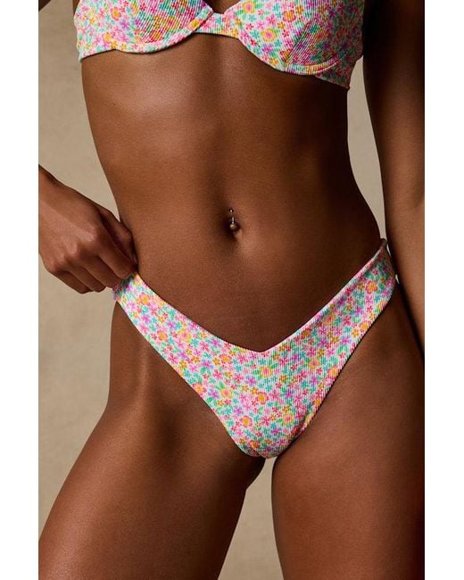 Kulani Kinis Brown Cannes Multi Floral Cheeky Bikini Bottoms