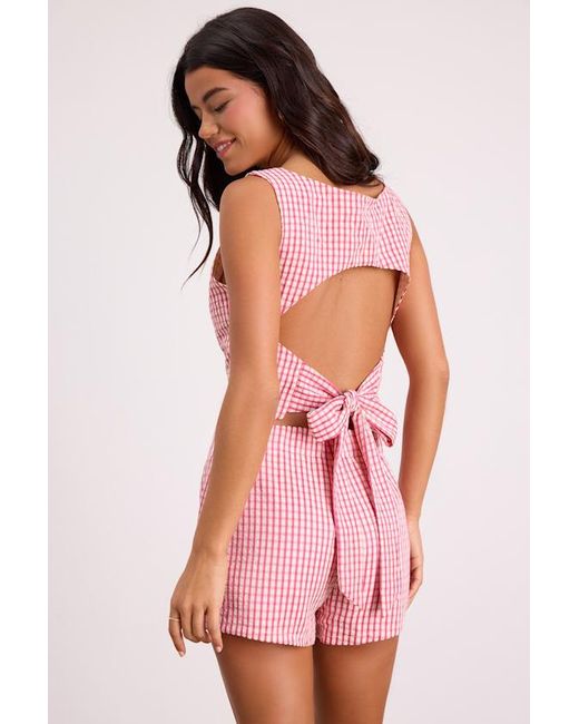 Lulus Pink Harmony Gingham Tie-Back Tank Top