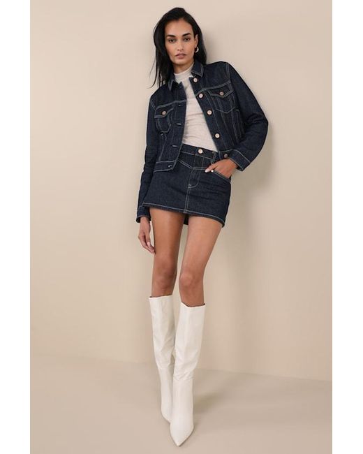 Blank NYC Blue Over The Moon Dark Wash Denim Micro Mini Skirt