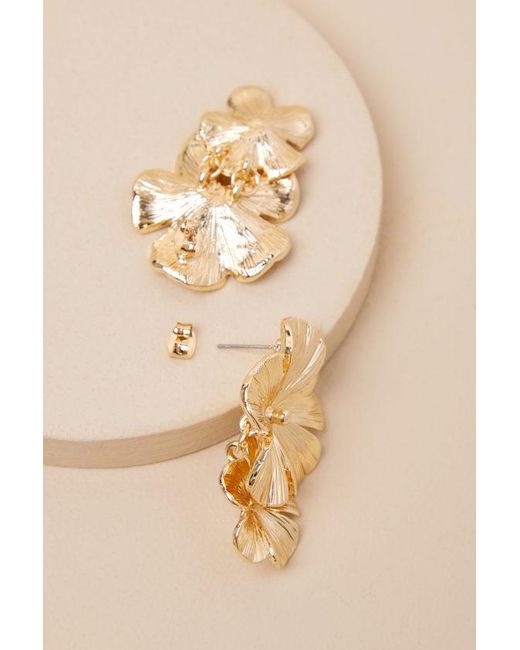 Lulus Natural Aster Flower Statement Earrings