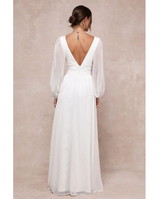 Lulus Natural Enchant My Love V-Neck Long Sleeve Maxi Dress