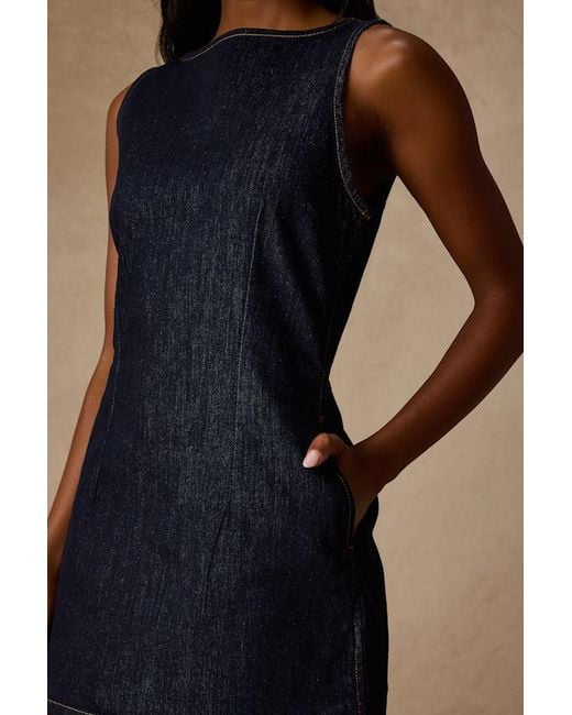 Levi's Black Little Dark Wash Denim Boat Neck Mini Dress