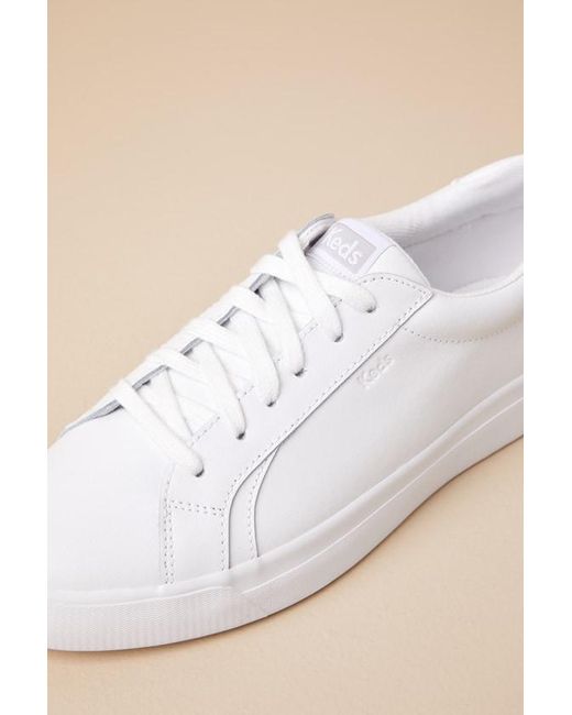 Keds Natural Pursuit Leather Lace-Up Sneakers