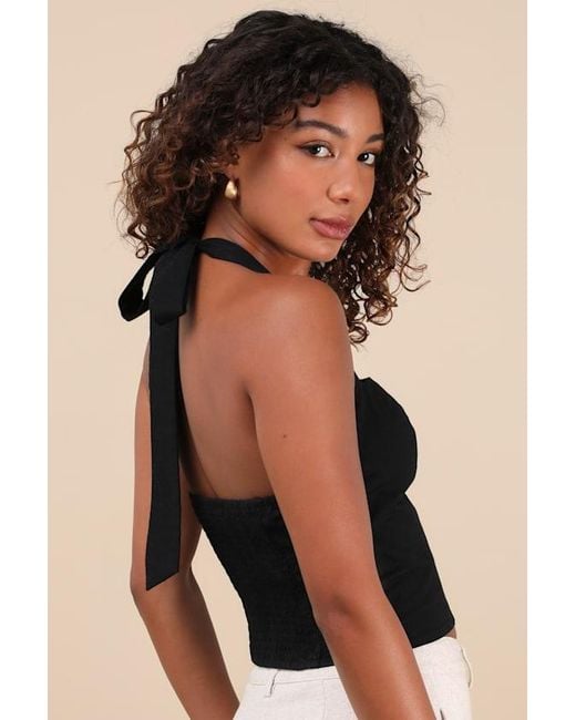 Lulus Black Maebyn Halter Crop Top