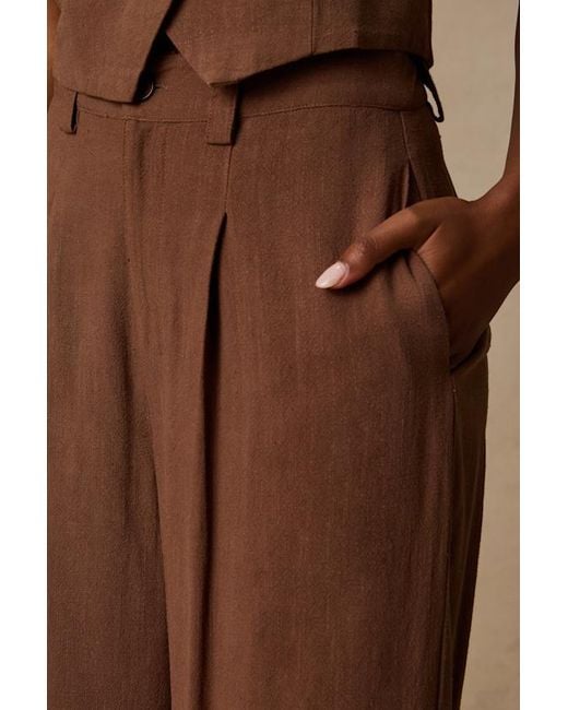 Lulus Brown Suits You Perfectly Linen Wide-Leg Pants