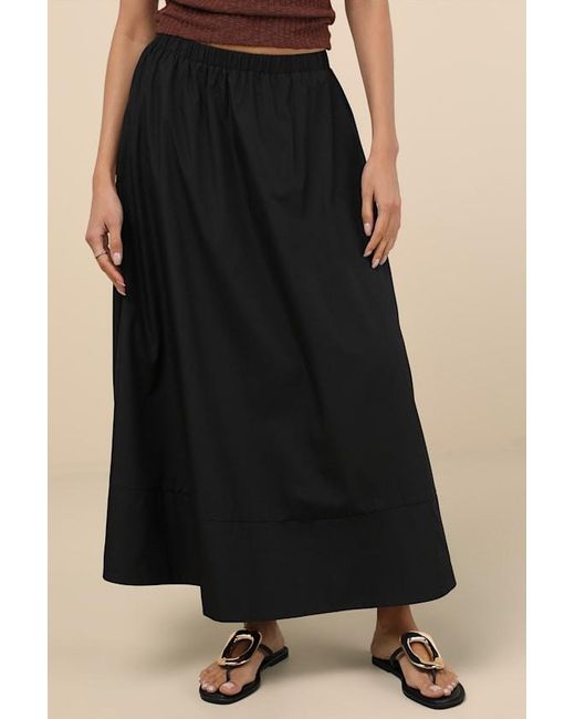 Lulus Black Varinia Poplin A-Line Maxi Skirt