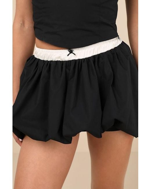 Nia Black Smith Bubble-Hem Mini Skirt