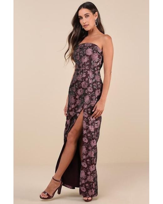 Lulus Multicolor Demure Muse Floral Jacquard Strapless Maxi Dress