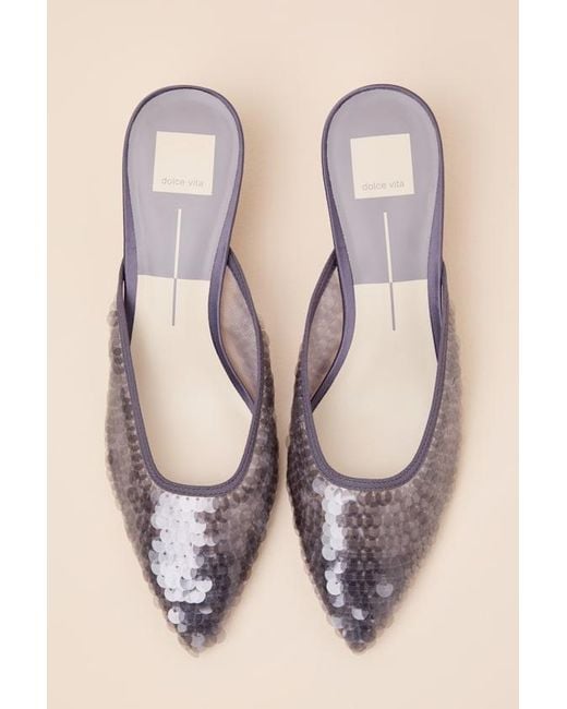 Dolce Vita Natural Cleo Smoke Sequin Pointed-Toe Mule Pumps