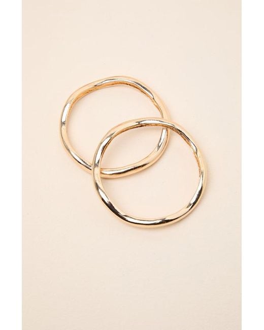 Lulus Natural Marla 14Kt Wavy Two-Piece Bangle Bracelet Set