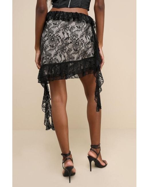 Lulus Natural So Trendsetting Lace Ruffled Tendril Mini Skirt