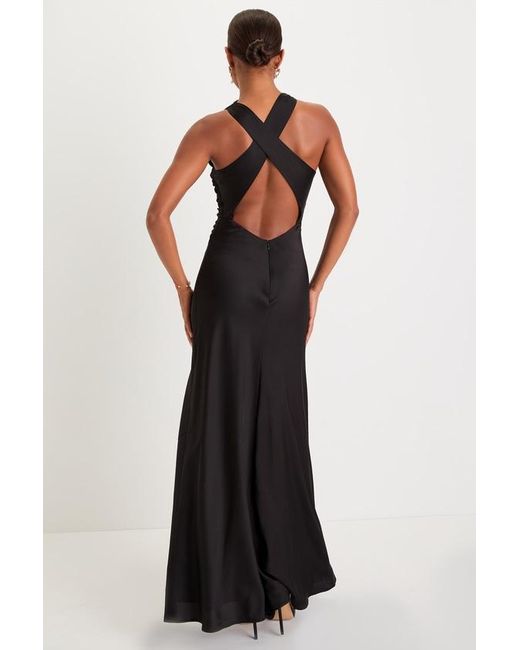 backless maxi dress black Sky Stretchy Mesh Backless Maxi Dress Black | Wedding Guest Dress | Backless main image 0