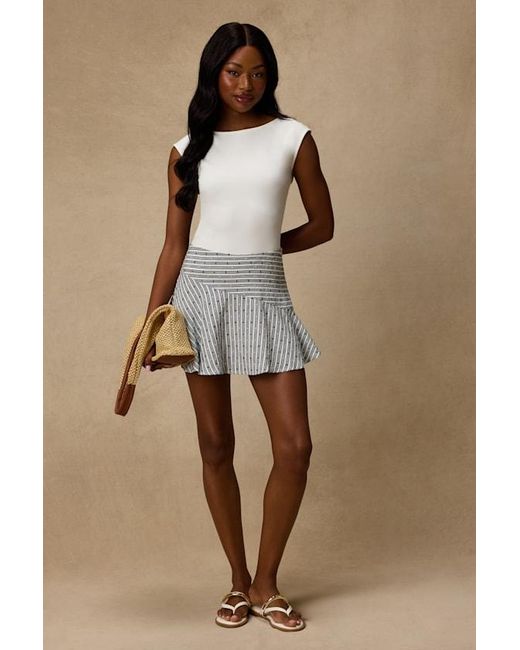Lulus White Paulette Ivory And Striped Skater Mini Skirt