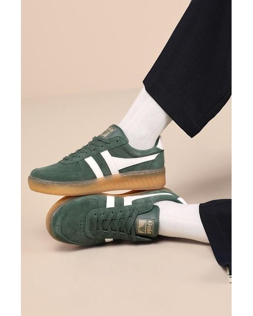 Gola White Grandslam Evergreen And Off Suede Leather Sneakers