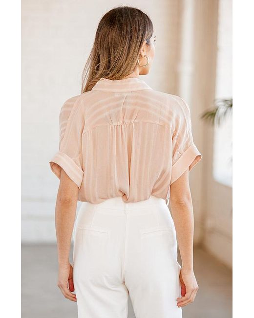 Lulus Natural Everlee Striped Button-Up Top