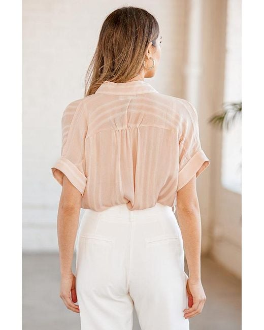 Lulus Natural Everlee Striped Button-Up Top