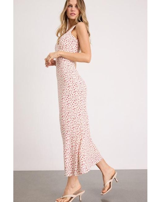 Lulus Pink Avaya Ditsy Floral Slip Midi Dress