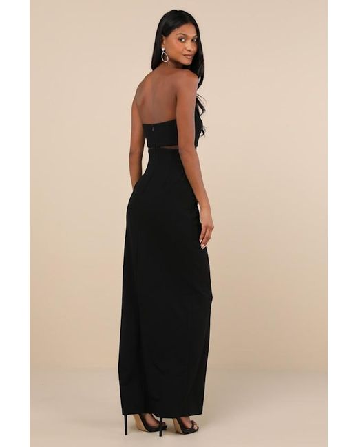 Lulus Black Enticing Silhouette Mesh Strapless Maxi Dress