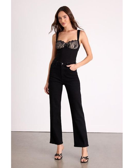 Lulus Black Letty Lace Bustier Tank Top