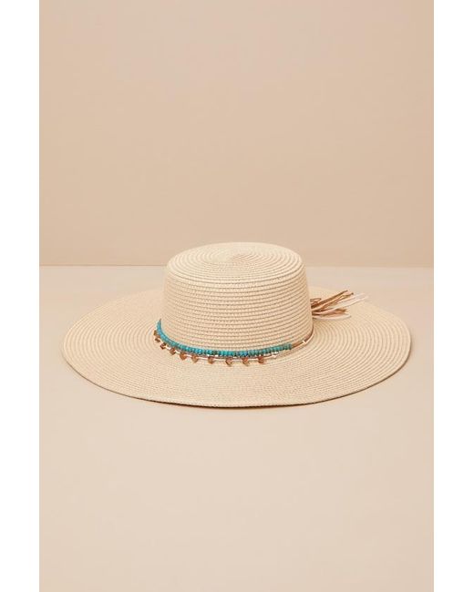 Lulus Brown Tracee Woven Beaded Boat Hat