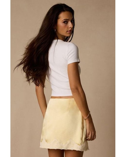 Lulus Natural Rosemary Satin Lace Mini Skirt