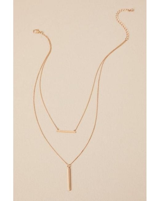 Lulus Natural Bring You Cheer Layered Bar Charm Necklace