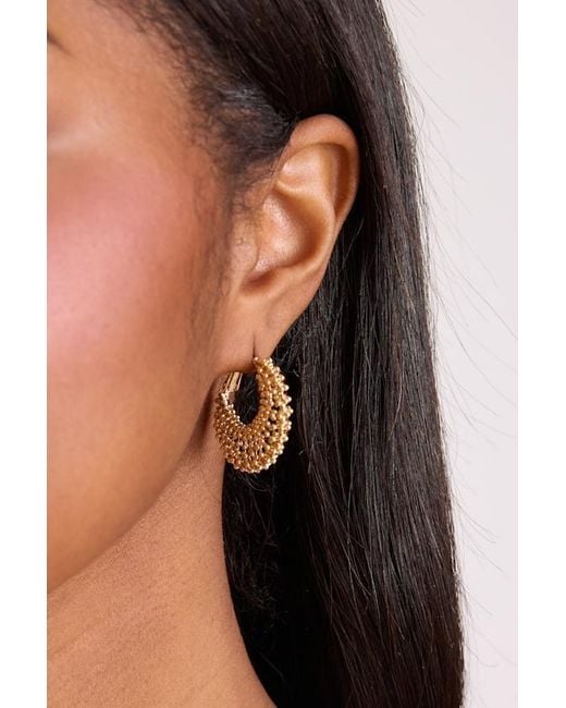Lulus Natural Opulent Beaded Hoop Earrings