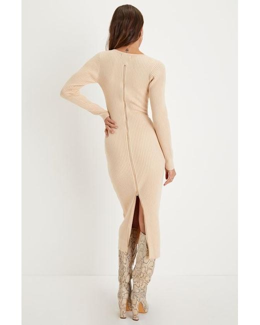 Lulus Natural Everyday Beauty Long Sleeve Ribbed Knit Sweater Dress