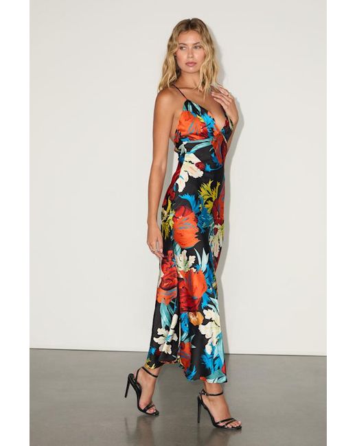Lulus White Sahalia Floral Satin Backless Midi Dress