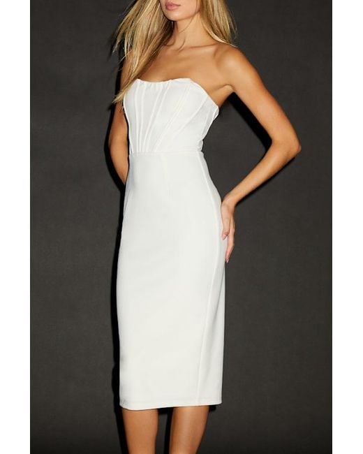 Lulus Black Gorgeously Sultry Bustier Strapless Midi Dress