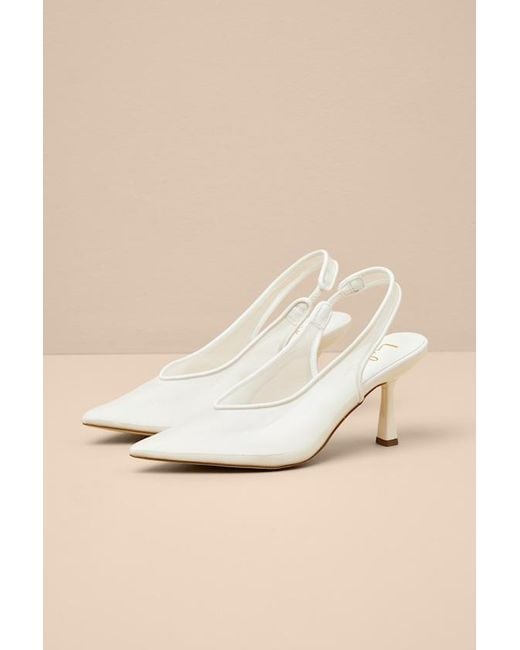 Lulus Natural Zayland Sheer Mesh Pointed-Toe Slingback Pumps