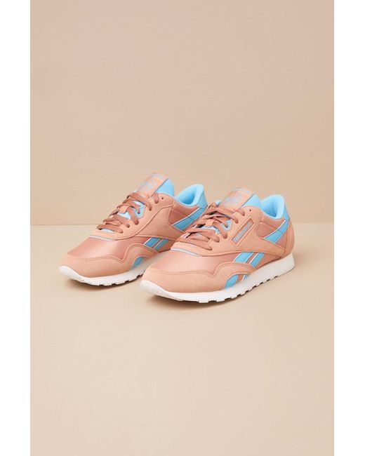 Reebok Pink Classic Nylon Clay And Suede Leather Sneakers