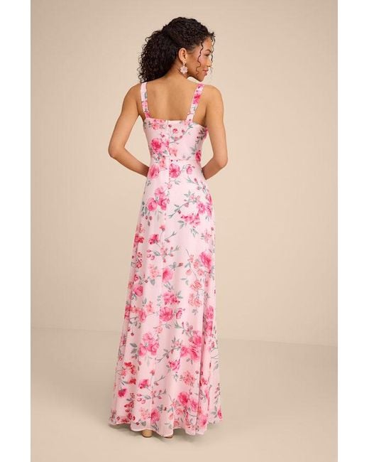 Lulus Pink Remarkable Arrival Floral Sleeveless Maxi Dress
