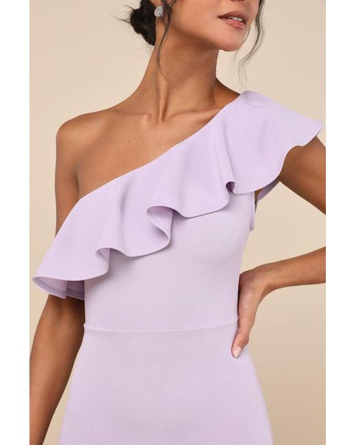 Lulus Natural Last Forever One-Shoulder Ruffle Maxi Dress