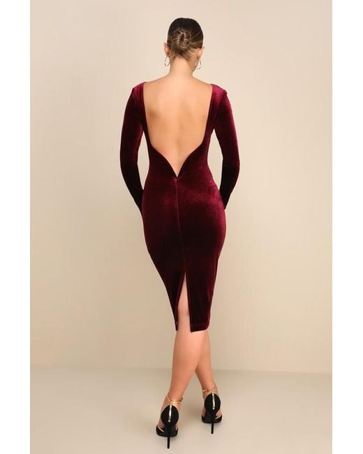 backless midi dress with sleeves Black Backless Long Sleeve Midi Dress – trinarosh main image 0