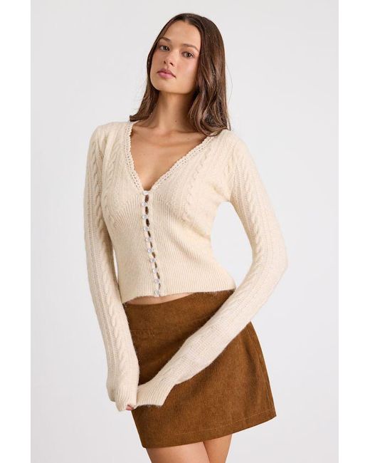 Lulus Natural Callisto Cream Cable Knit Button-Front Cardigan