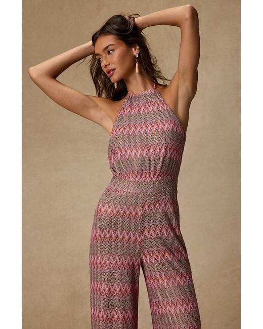 Lulus Brown Shar Multi Crochet Knit Backless Jumpsuit