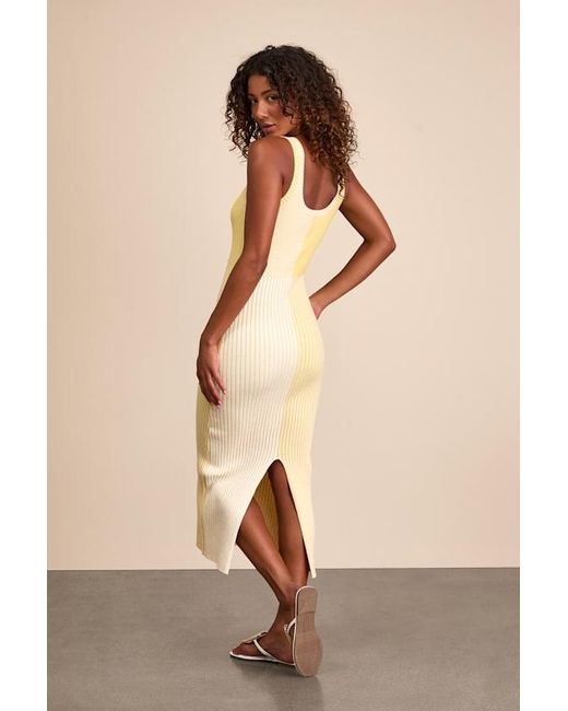 Lulus Natural Radiant Personality Color Block Ribbed Knit Midi Dress